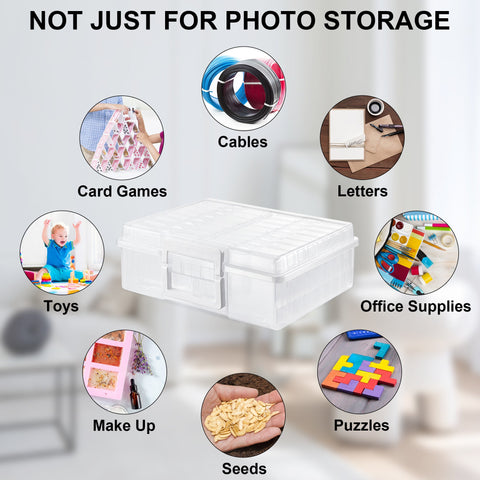 Clear Photograph Organizer Box with 16 Cases