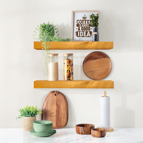 Solid Wood Floating Shelves (16”, Set of 2)