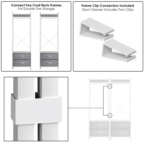 2 Drawer Tall Clothing Rack Storage