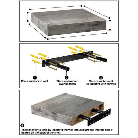 Floating Square Shelves (3 Pack)