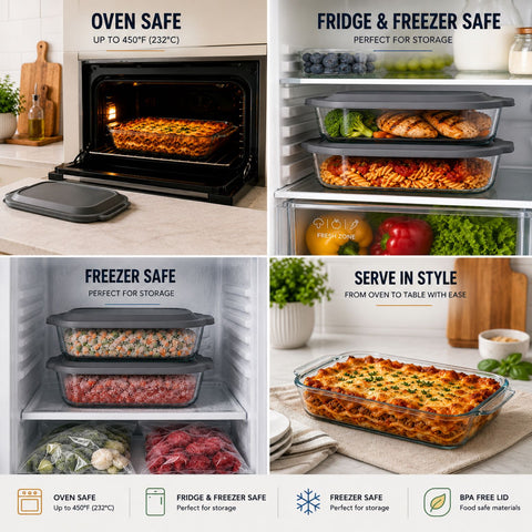 1-Pack Glass Baking Dish Set with Lid