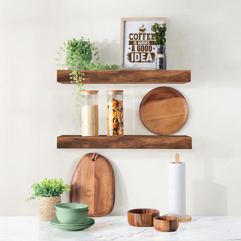 Solid Wood Floating Shelves (16”, Set of 2)