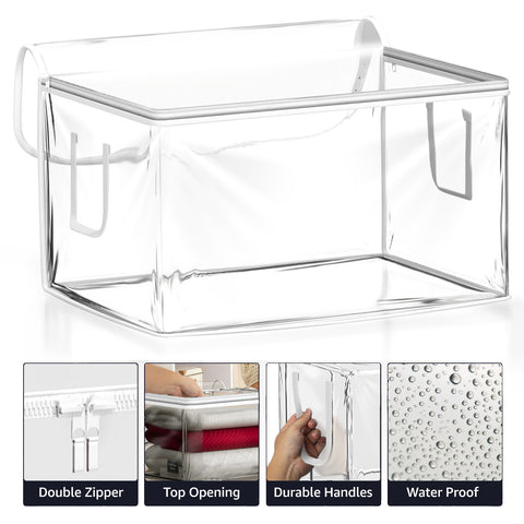 Foldable Large Plastic Bags with Zipper & Handles - Sorbus Home