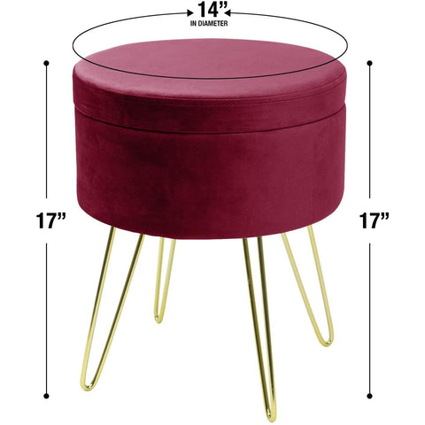 Velvet Footrest Storage with Gold Legs