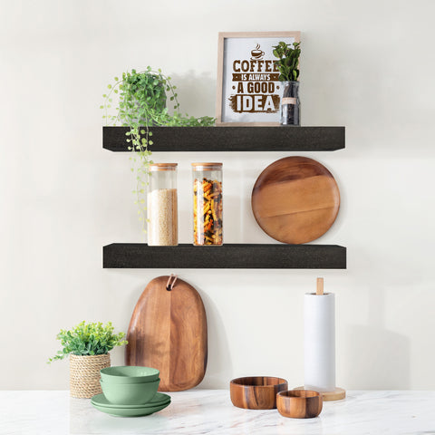 Solid Wood Floating Shelves (16”, Set of 2)