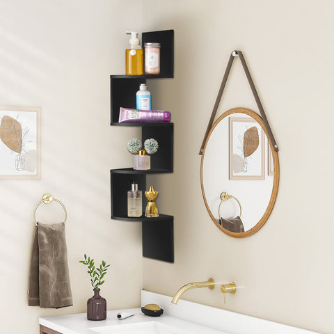 5-Tier Zig Zag Geometric Corner Wall Book Shelf Unit
