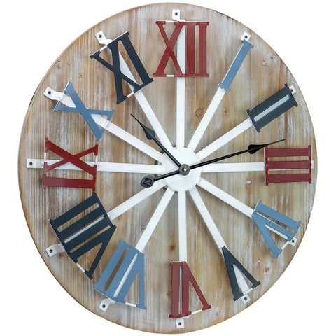 24" Wall Clock (Multi-color Wood Roman)