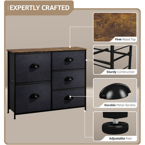 5 Drawer Dresser Nightstand