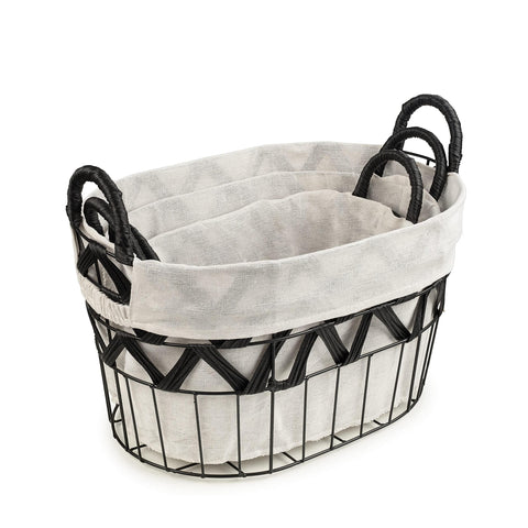 Chevron Wire Baskets with Liner (3 Pc)