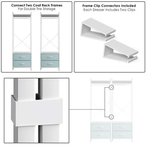 2 Drawer Clothing Rack Storage