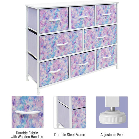 8-Drawer Wide Dresser (Pastel Colors)
