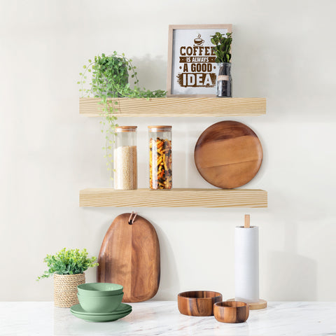 Solid Wood Floating Shelves (16”, Set of 2)