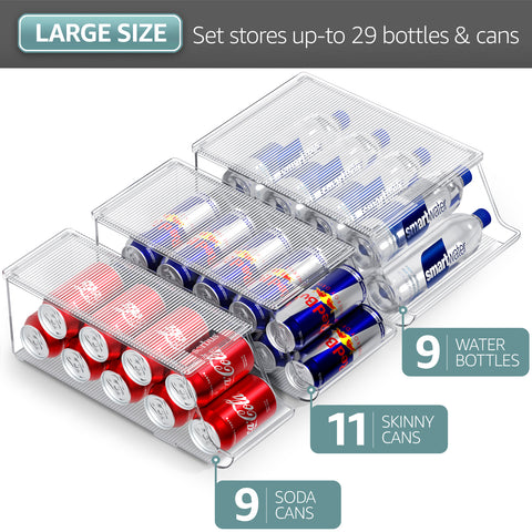 Soda Can Organizer with Lids (3 Variety Sizes)