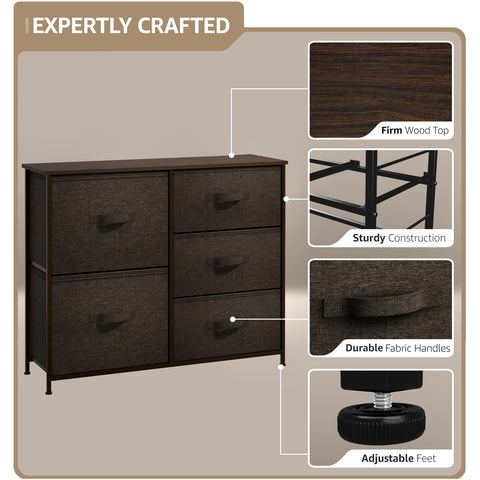 5 Drawer Dresser Nightstand