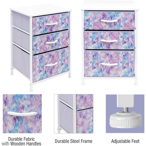 3-Drawer Chest Nightstand (Pastel Colors)
