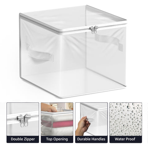Clear Storage Cube with Zipper & Carry Handles