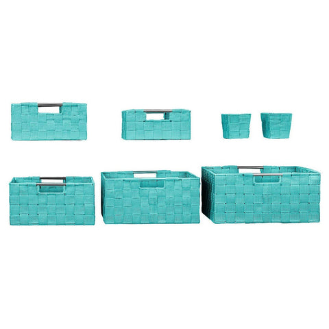 Double Woven Basket Bin Set (7 Pc)