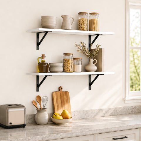 Wall Shelves with Metal Bracket (Set of 2)