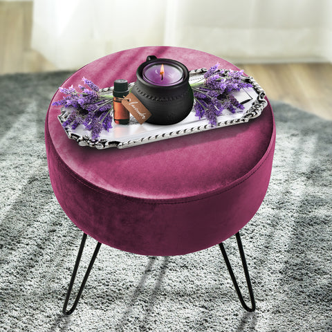 Velvet Footrest Stool (Round)