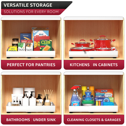 Extendable Pull-Out Storage Rack with Sliding Tracks Set of 2