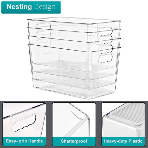 Clear Storage Bins with Handles