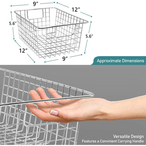 Metal Wire Storage Baskets (4 Pack)