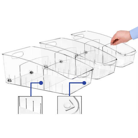 Curved Clear Organizing Bins on Wheels