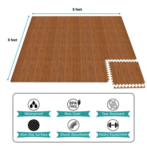 16 Tiles 64 Sq ft Wood Grain Foam Mats