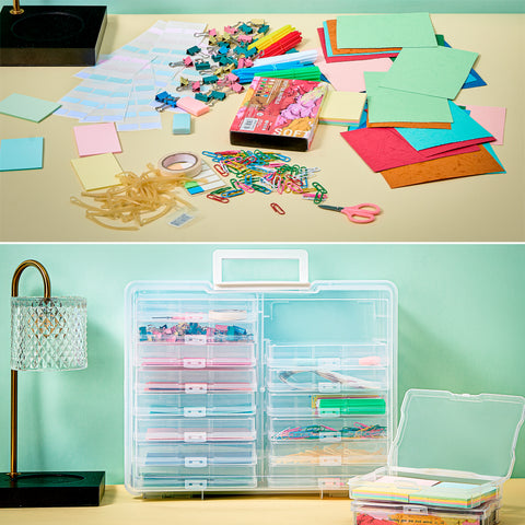 Sorbus Clear Organizer Box with 16 Cases