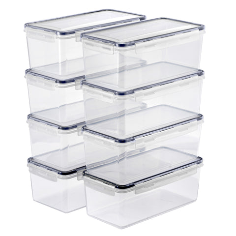 Long Rectangular Airtight Food Storage Containers (8 Pack)