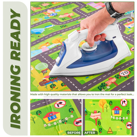 City Streets Car Road Map Kids Play Mat (L, XL)