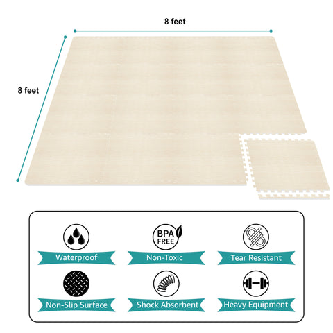16 Tiles 64 Sq ft Wood Grain Foam Tiles