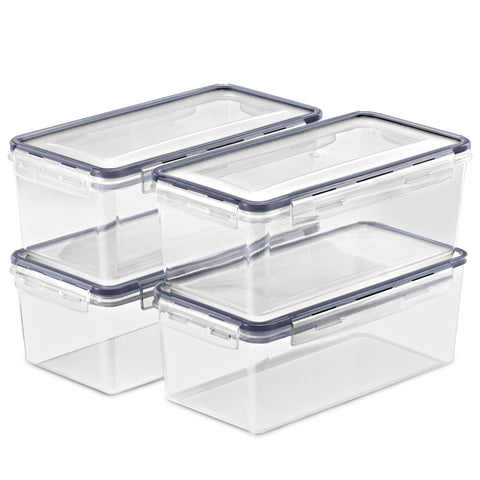 Long Rectangular Airtight Food Storage Containers with Lids (4 Pack)