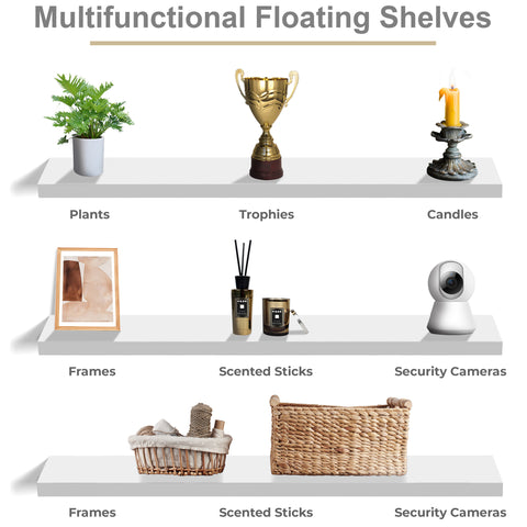 55-Inch Extra Long Floating Shelves (Set of 3)
