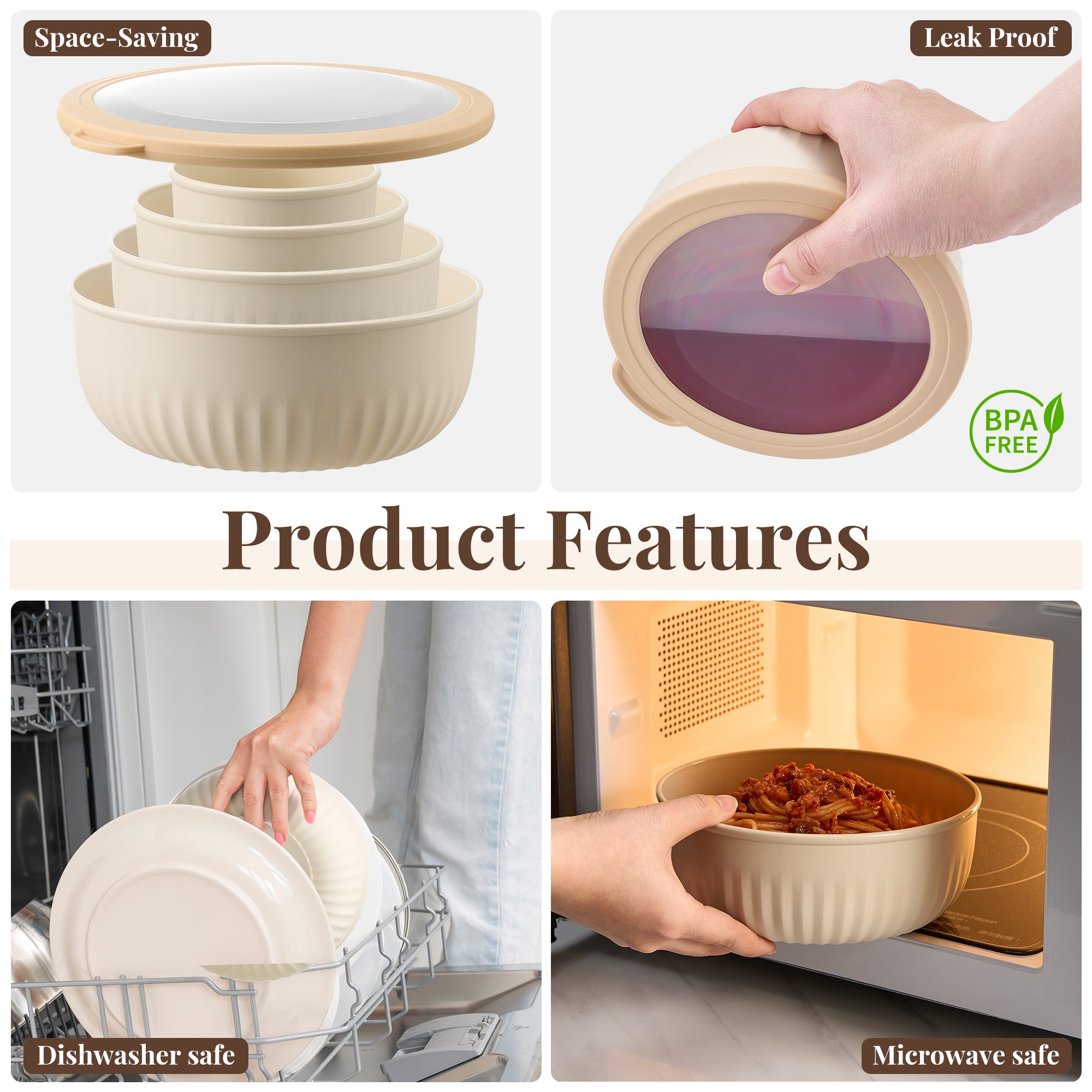 4-Pack Nesting Food Storage Containers with Lids - Sorbus Home