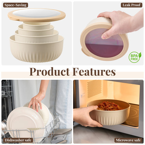 4-Pack Nesting Food Storage Containers with Lids - Sorbus Home