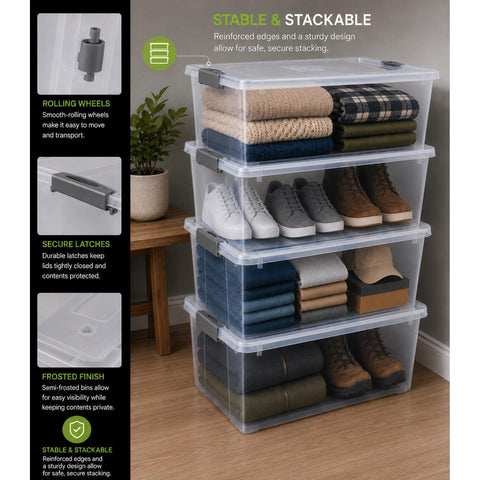 Underbed Bins with Lids (Set of 8)
