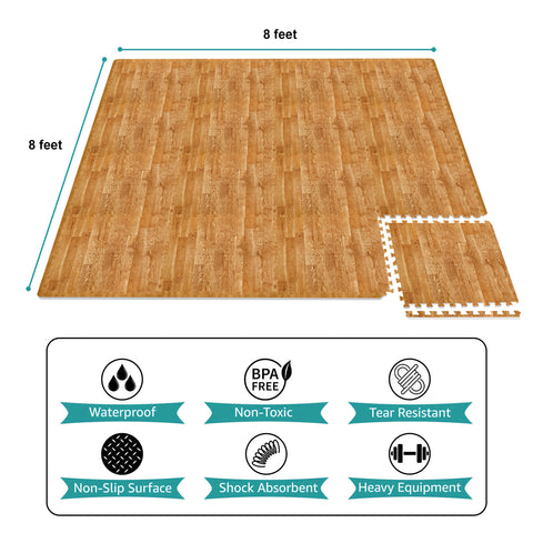 16 Tiles 64 Sq ft Wood Grain Foam Tiles