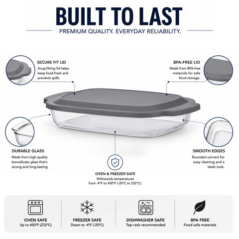 1-Pack Glass Baking Dish Set with Lid