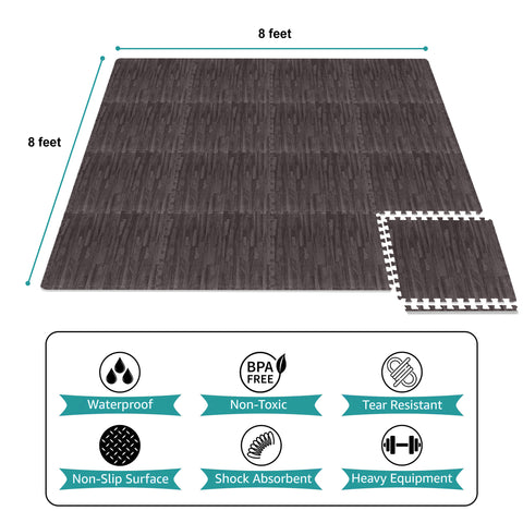 16 Tiles 64 Sq ft Wood Grain Foam Tiles