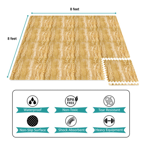 16 Tiles 64 Sq ft Wood Grain Foam Mats