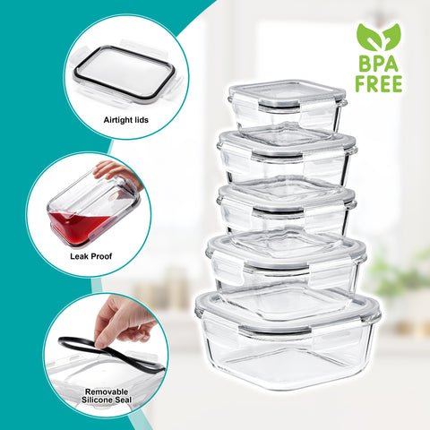 Glass Food Storage Airtight Containers with Lids (28 Pcs)