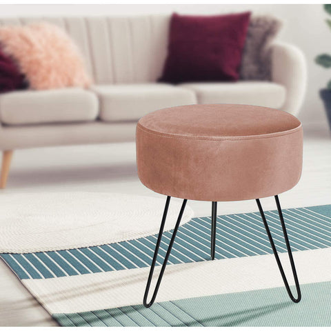 Velvet Footrest Stool (Round)