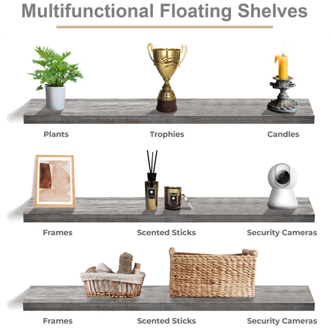 55-Inch Extra Long Floating Shelves (Set of 3)