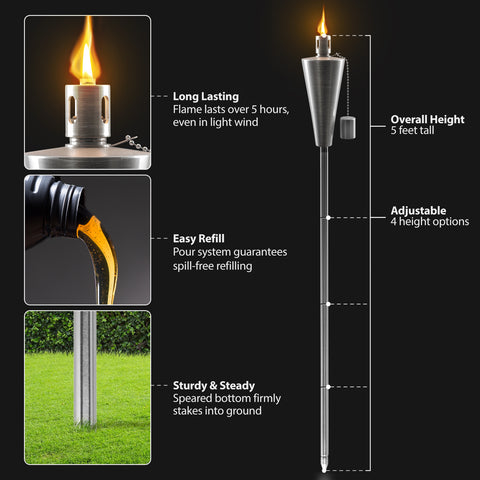 Matney Outdoor Torch Lights - Set of 4 (Cylinder)