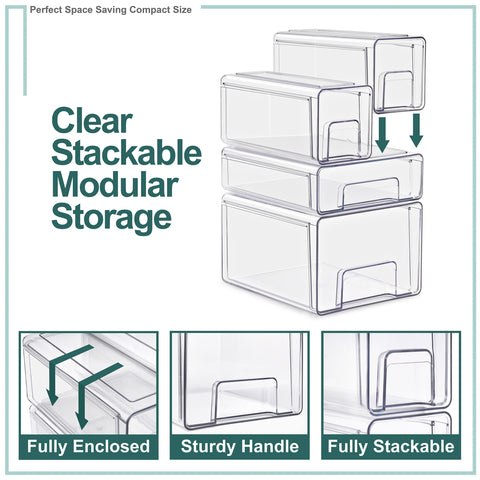 Clear Storage Drawers Case with Handles