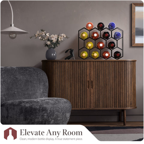 Stackable 14 Bottle Honeycomb Metal Wine Rack