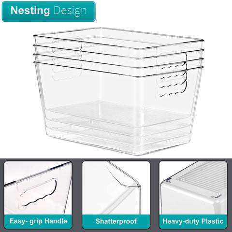 Clear Storage Bins with Handles