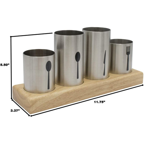 Flatware Holder with Bamboo Base