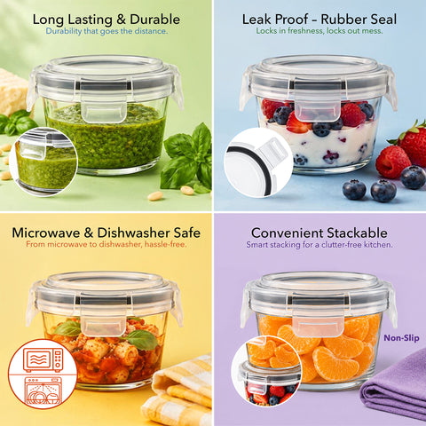 6-Pack Glass Meal Prep Containers with Lids